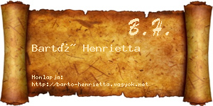 Bartó Henrietta névjegykártya